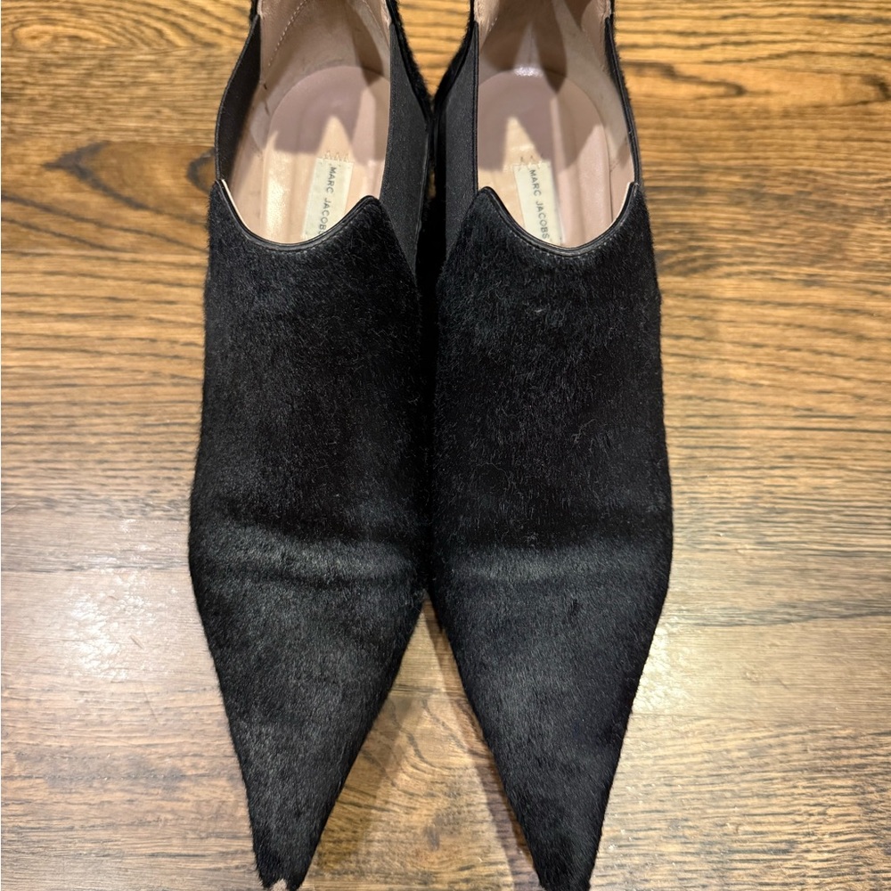 Marc Jacobs Black Suede Ankle Booties with Pointed Toe